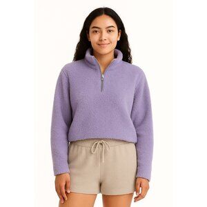 DYI Women's 1/2 Zip Fuzzy Fleece Sweater Lavender Size Large